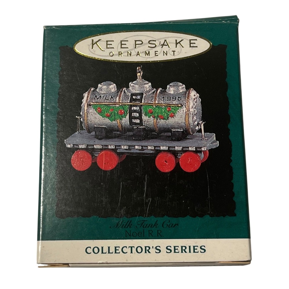 1995 Hallmark Keepsake Ornament Milk Tank Car Noel R.R. Series Mini Silver Red